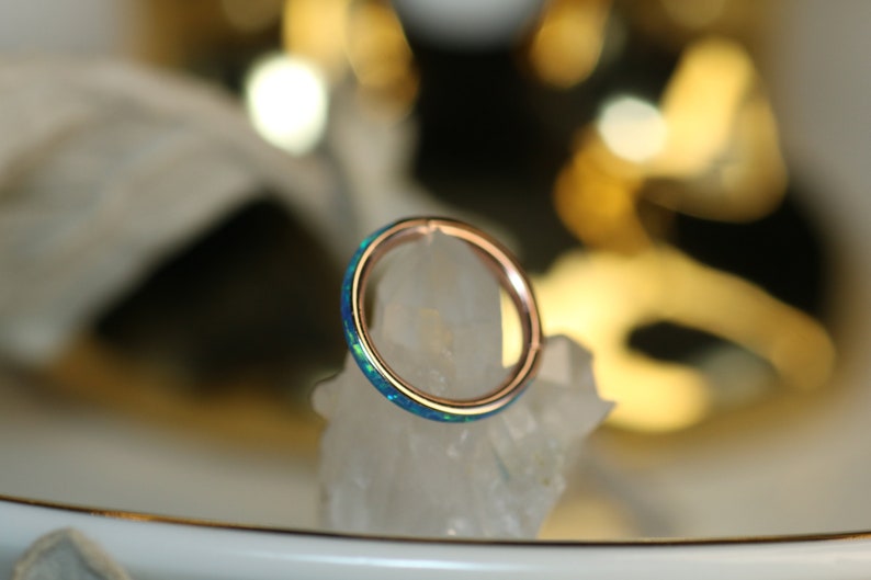 Nose Ring Hoop Studs Conch Earring Hoop Septum Ring Piercing Jewelry Clicker Helix Hoop Clicker Ring Helix Cartilage Helix 20G 16G Blue Opal 画像 5