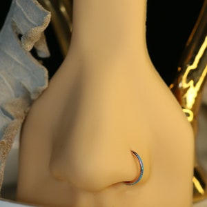 Nose Ring Hoop Studs Conch Earring Hoop Septum Ring Piercing Jewelry Clicker Helix Hoop Clicker Ring Helix Cartilage Helix 20G 16G Blue Opal 画像 6