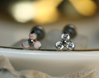 16G G23 Titanium Labret Studs Lip Piercing Internally Threaded Medusa Ring Cartilage Monroe Piercing Jewelry Opal&CZ