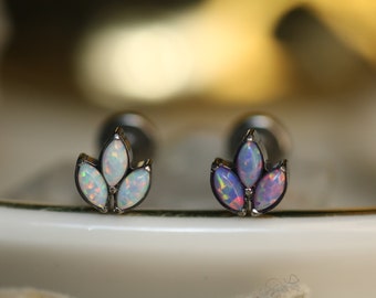 16G G23 Titanium Labret Studs Lip Piercing Internally Threaded Medusa Ring Cartilage Monroe Piercing Jewelry Opal