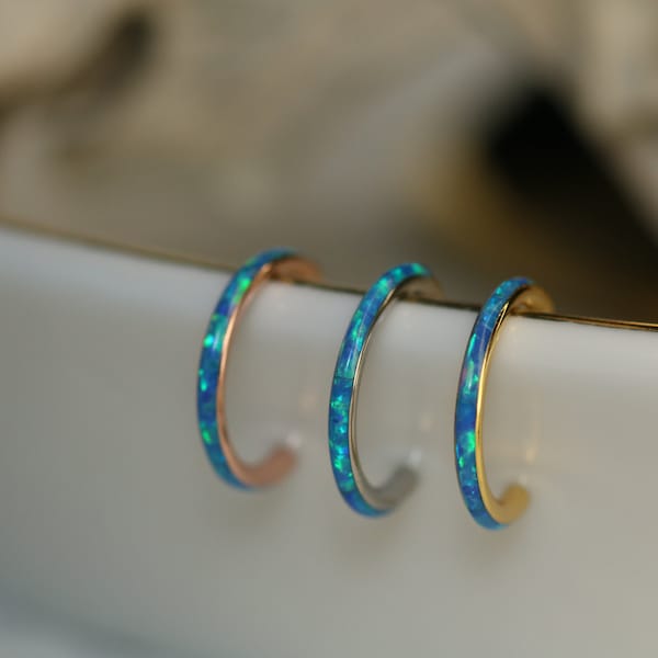 Nasenring Hoop Ohrstecker Conch Ohrring Hoop Septum Ring Piercing Schmuck Clicker Helix Hoop Clicker Ring Helix Knorpel Helix 20G 16G Blau Opal