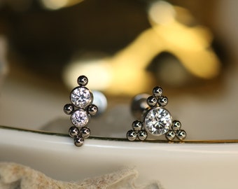 16G G23 Titanium Labret Studs Lip Piercing Internally Threaded Medusa Ring Cartilage Monroe Piercing Jewelry CZ&Beading