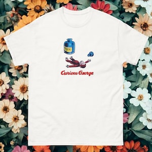 Curious george ether graphic T-shirt, kids y2k cartoon Curious george graphic print T-shirt voor kinderen