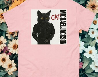マイケル・ジャクソン「Bad」キャットパロディTシャツ、面白い音楽T 