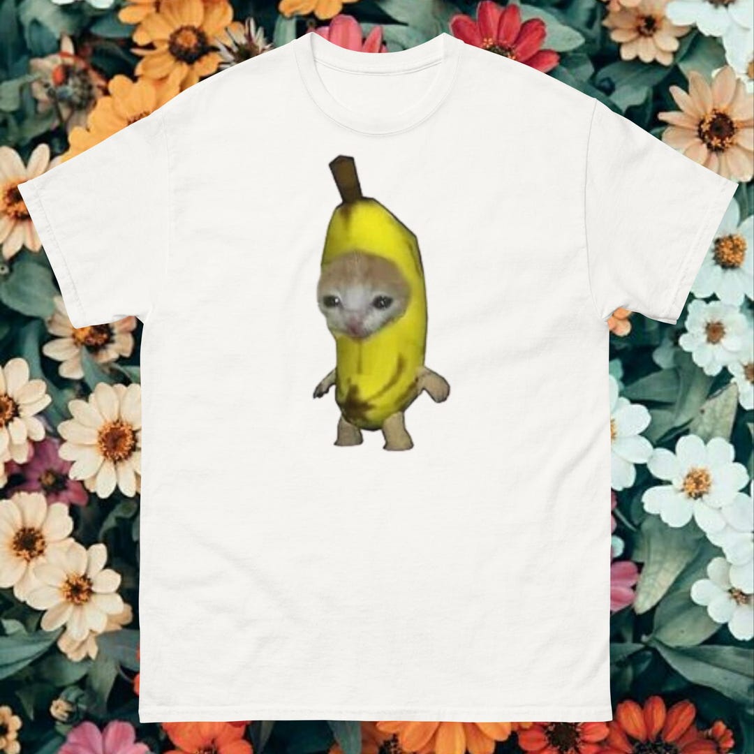 Relatable Merchandise Crying Banana Cat T-shirt, Sad Banana Cat Gift, Funny Viral Cat Tee ...