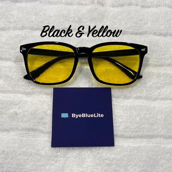 Black & Yellow Color Blue Light Glasses Single Pair Bluelight Blocking