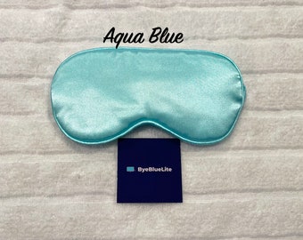 Silk Sleep Mask Aqua Blue Color by ByeBlueLite