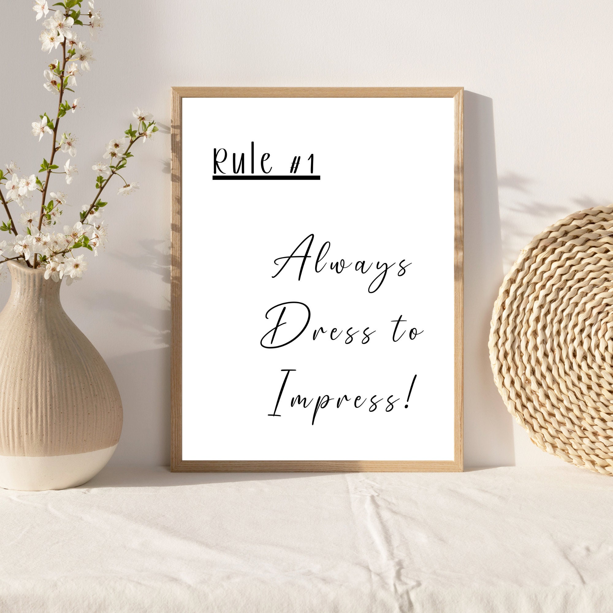 Rule 1 Dress to Impress Printable Quotes Room Sign Bedroom -  Portugal