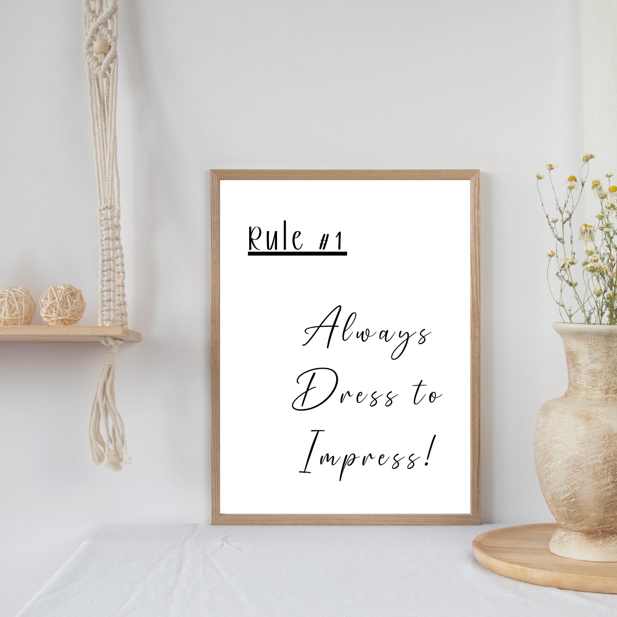 Rule 1 Dress to Impress Printable Quotes Room Sign Bedroom -  Portugal