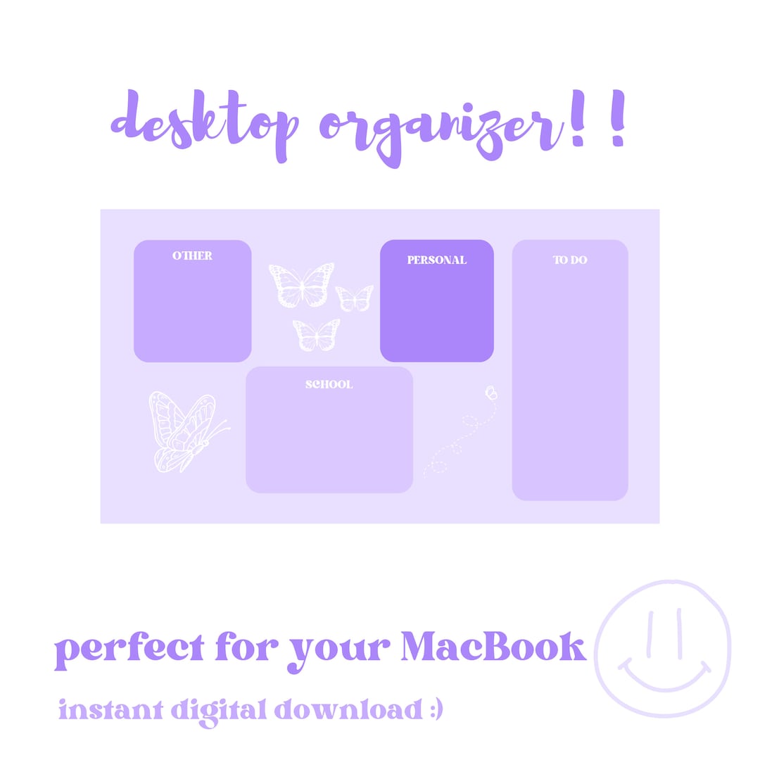 Purple Butterfly Desktop Organizer for Mac Etsy