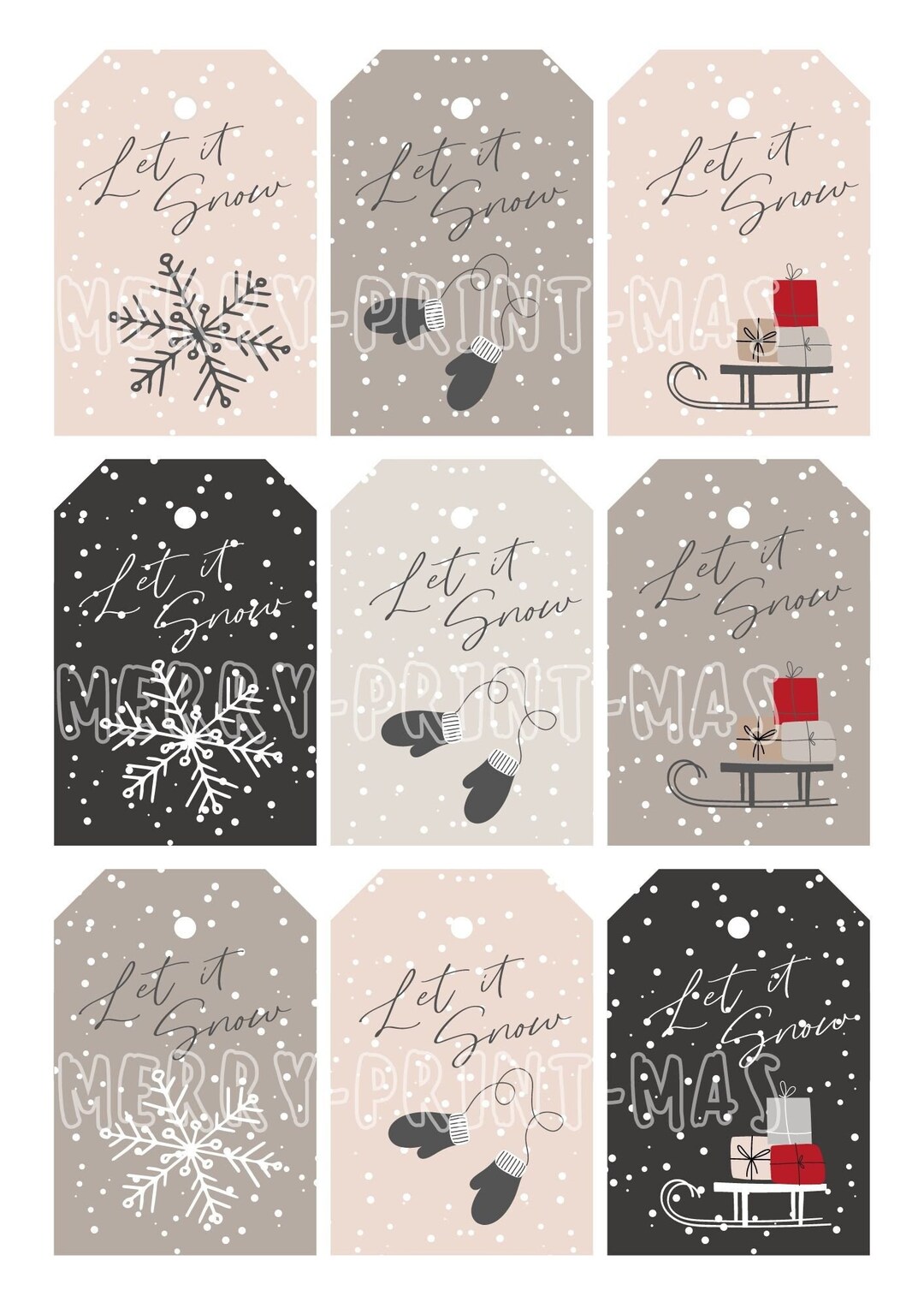 Let It Snow Printable Gift Tags Christmas Holidays PDF File - Etsy