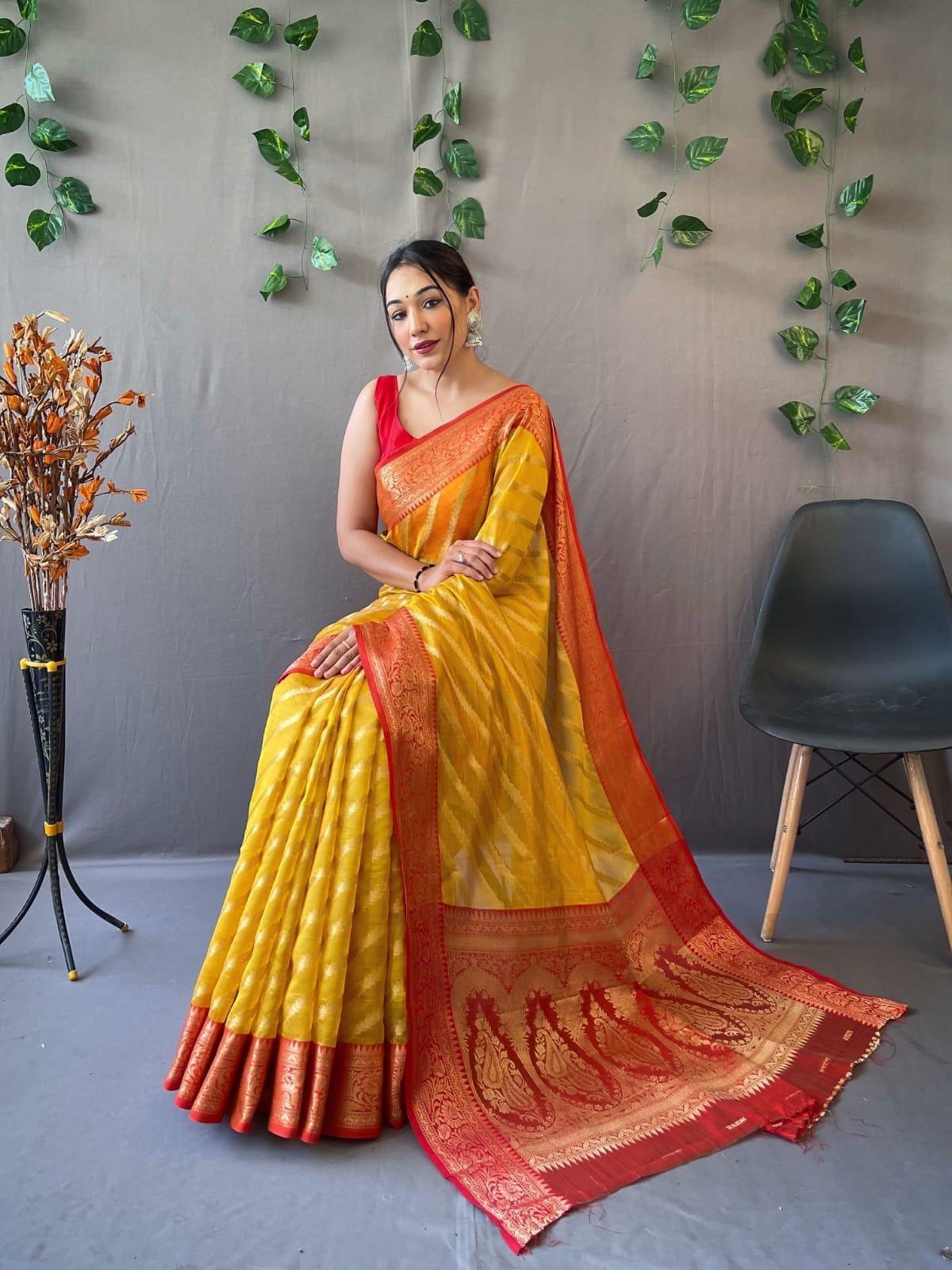 Yellow Saree Haldi 