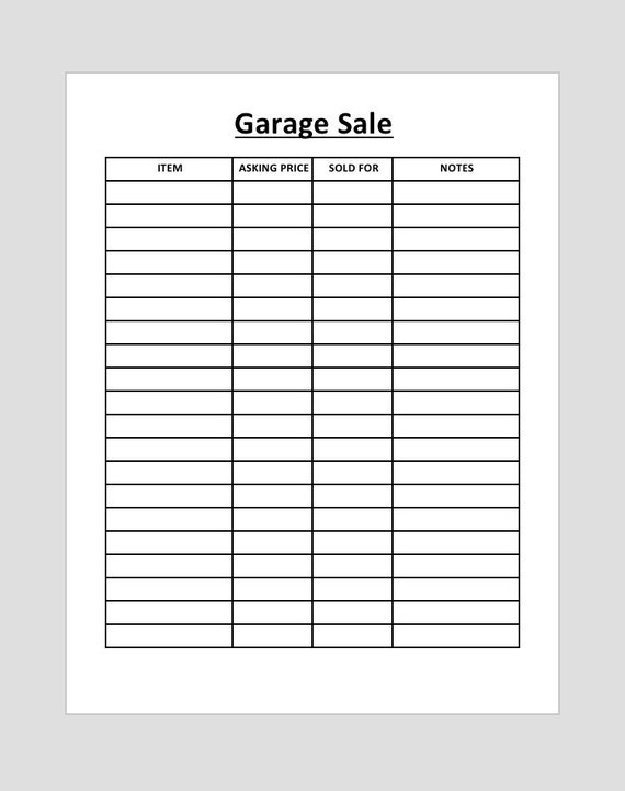 yard sale inventory template Images High Quality Grahic Garage Sale Tracking Sheet Garage Sale Inventory List And Sale Tracker