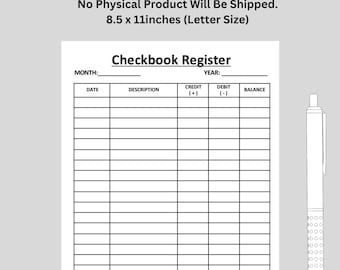 Checkbook Register Printable - Etsy