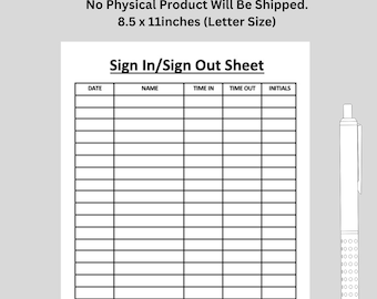 Sign In/Sign Out Sheet | US Letter Printable (Digital Download)