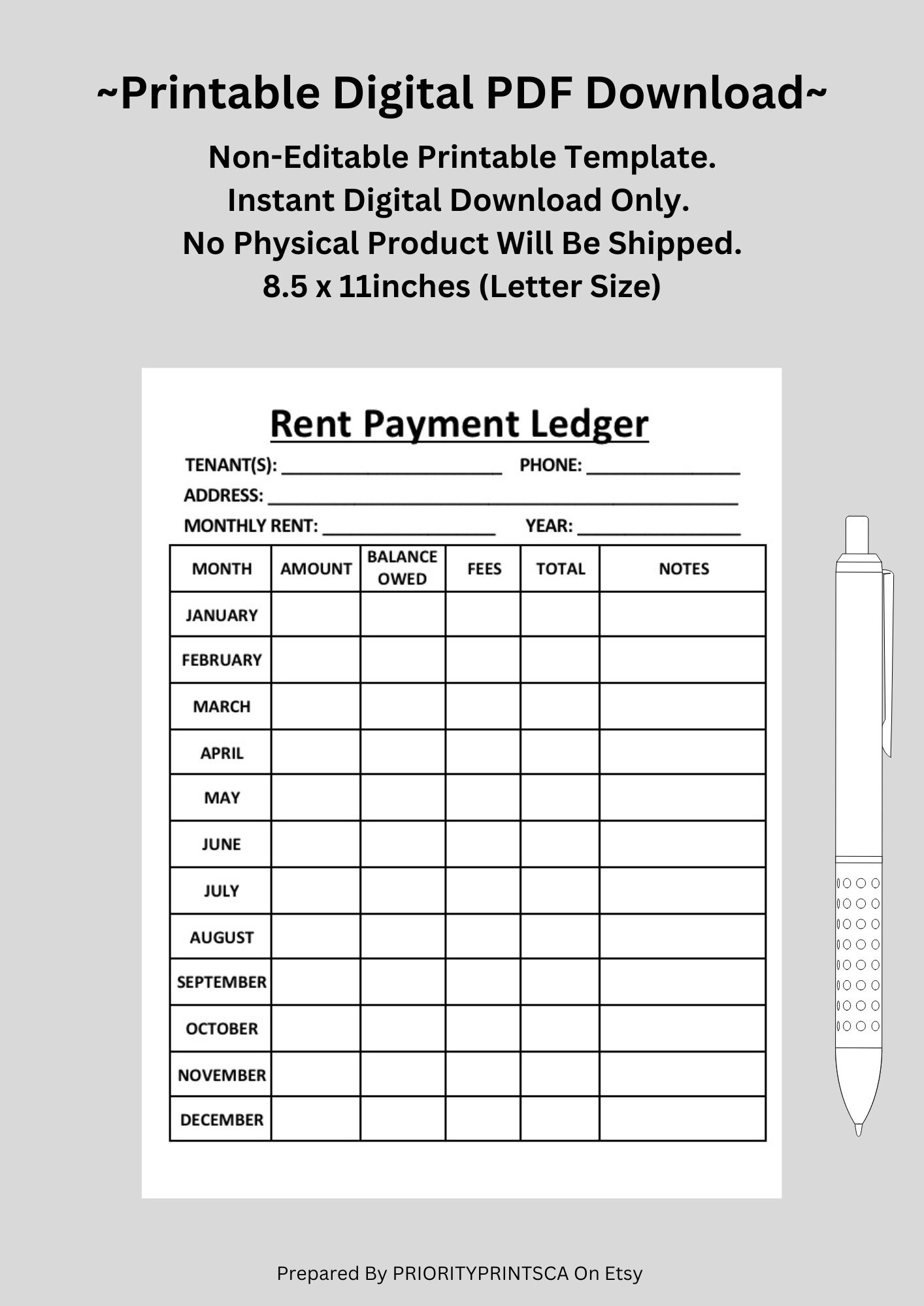 Rent Payment Ledger Sheet, Landlord, Tenants, Tenancy From, Business ...
