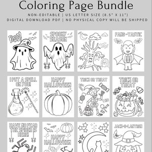 Halloween Coloring Page Bundle Of 12 Pages | Printable Colouring Pages | US Letter Size | Digital Download