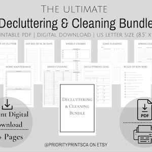 Printable Decluttering & Cleaning Planner Bundle, US Letter Size ...
