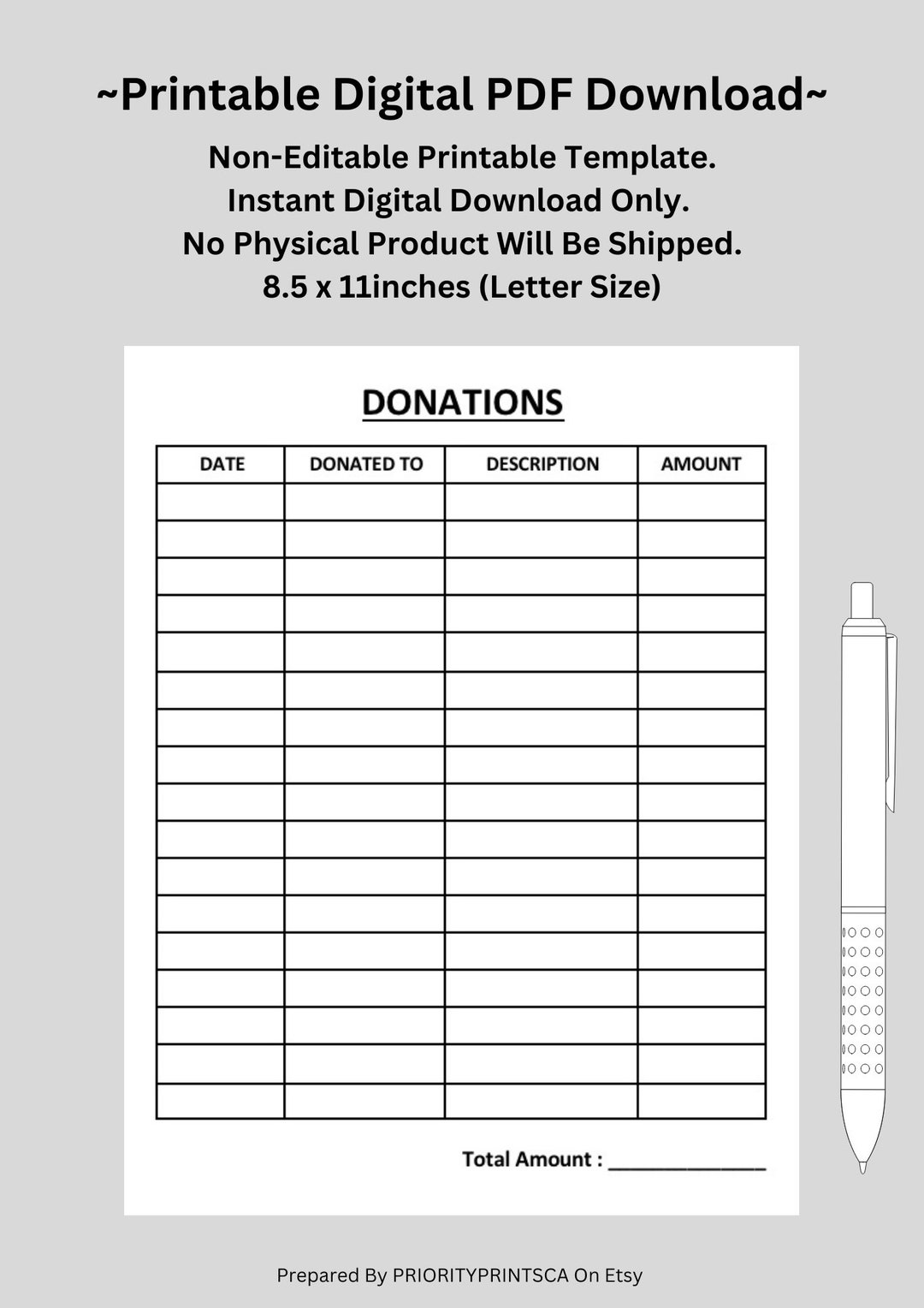 Donation Form. Donation Tracker. Donation Log. Donation Sheet