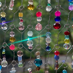 UNIQUE HIPPIE BOHO Chic Sun Catcher-Suncatcher Beaded Backyard -Outdoor Framed Hanging Art-Unique patio decor- beaded handmade art