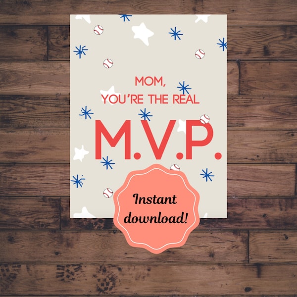 Mother's Day Card - Baseball, Baseball Mom, Printable Baseball Mom Mother's Day Card, Gift for Mom, INSTANT DOWNLOAD