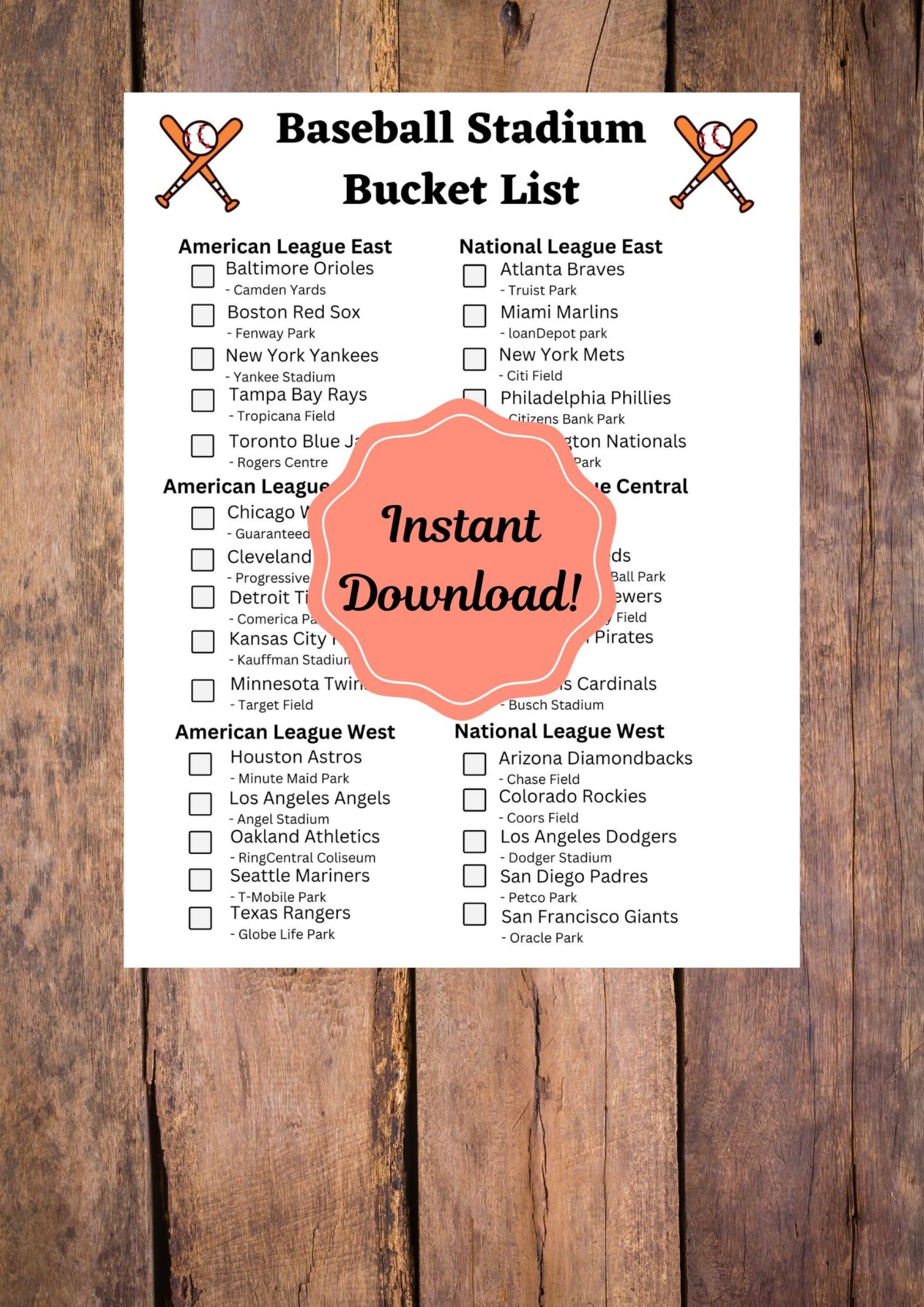 Mlb Baseball Stadium Checklist 2024 Schedule Dolley Mignonne