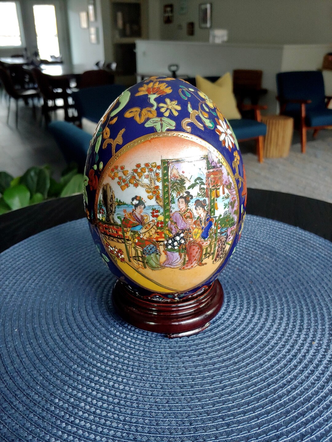 Satsuma Style Egg replica Vintage Hand Painted Porcelain Etsy