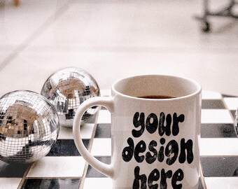 White Ceramic Mug Mockup - Lifestyle Coffee Mug Mockup - Trendy Aesthetic Mock