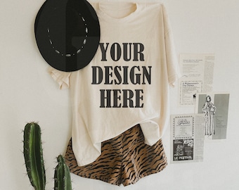 Comfort Colors C1717 Ivory Mockup - Spring Summer Mockup - Lifestyle Mockup - Trendy y2k Western Mock - Cowgirl mockup - Hanging mockup