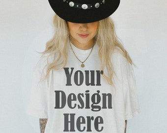 Comfort Colors C1717 Ivory Mockup - Spring Summer Mockup - Lifestyle Oversized Shirt Mockul - Trendy y2k Western Mock - Cowgirl mockup