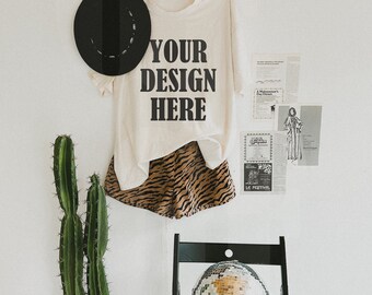 Comfort Colors C1717 Ivory Mockup - Spring Summer Mockup - Lifestyle Mockup - Trendy y2k Western Mock - Cowgirl mockup - Hanging mockup