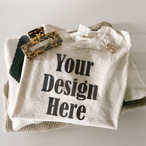 Comfort Colors C1717 Ivory Mockup - Spring summer Mockup - Lifestyle Oversized Shirt Mockup - Trendy y2k Aesthetic Mock