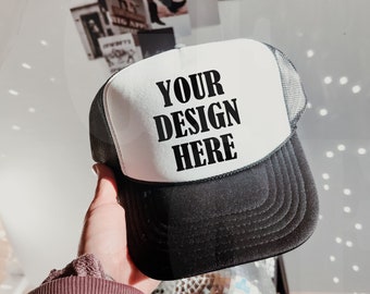 Otto Foam Trucker Hat 39-165 Maqueta en blanco y negro - Maqueta de camionero - Maqueta de sombrero de camionero de estilo de vida - Mock estético de moda y2k - Moody Mock