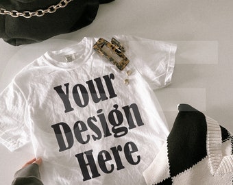 Comfort Colors C1717 white Mockup - Spring Summer Mockup - Lifestyle Oversized Shirt Mockup - Trendy y2k Aesthetic Mock