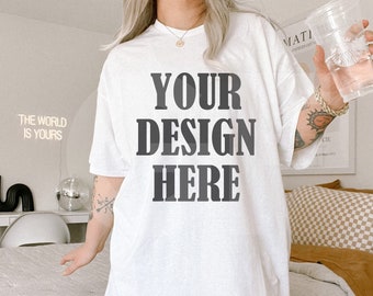 Gildan 5000 White T-Shirt Mockup - Aesthetic Model Trendy Mockup - Modern Mockup