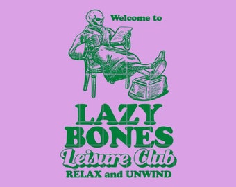 Lazy Bones Leisure Club Halloween .PNG Design, Digital file Sublimation POD Design, Retro Halloween PNG