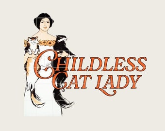 Childless Cat Lady Feminist Western .PNG Design, Digital file Sublimation POD Design, Retro Trendy PNG
