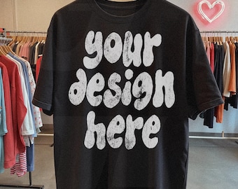 Comfort Colors Black C1717 Model Mockup - Oversized comfort colors mockup - Lifestyle Oversized Shirt mockup - Trendy y2k Mock
