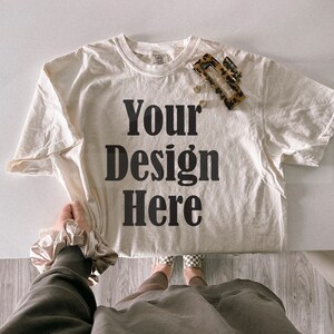 Comfort Colors C1717 Ivory Mockup - Spring summer Mockup - Lifestyle Oversized Shirt Mockup - Trendy y2k Aesthetic Mock