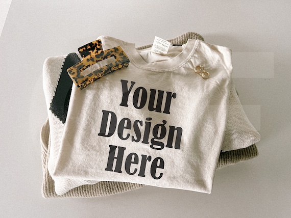 Comfort Colors C1717 Ivory Mockup - Spring summer Mockup - Lifestyle Oversized Shirt Mockup - Trendy y2k Aesthetic Mock