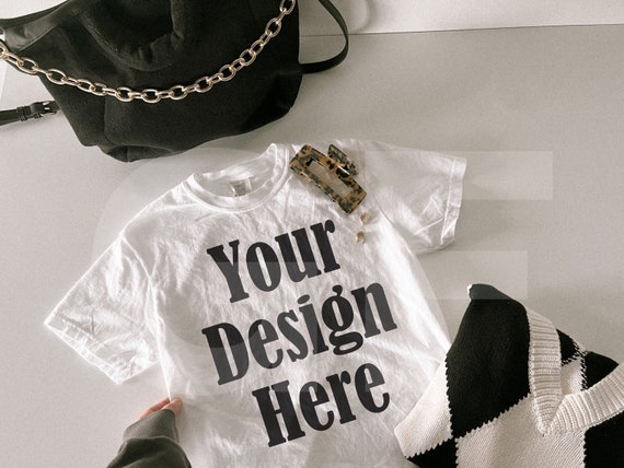 Comfort Colors C1717 white Mockup - Spring Summer Mockup - Lifestyle Oversized Shirt Mockup - Trendy y2k Aesthetic Mock