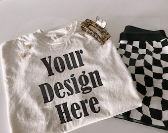 Comfort Colors C1717 Ivory Mockup - Spring summer Mockup - Lifestyle Oversized Shirt Mockup - Trendy y2k Aesthetic Mock