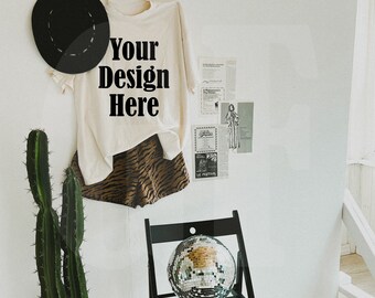 Comfort Colors C1717 Ivory Mockup - Spring Summer Mockup - Lifestyle Mockup - Trendy y2k Western Mock - Cowgirl mockup - Hanging mockup
