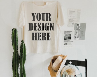 Comfort Colors C1717 Ivory Mockup - Spring Summer Mockup - Lifestyle Mockup - Trendy y2k Western Mock - Cowgirl mockup - Hanging mockup