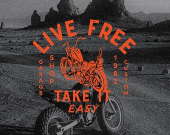 Live Free Take It Easy On PNG Bohemian Design File, POD Moto Edgy Design, Trendy Summer Design File