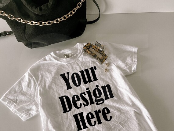 Comfort Colors C1717 white Mockup - Spring Summer Mockup - Lifestyle Oversized Shirt Mockul - Trendy y2k Aesthetic Mock
