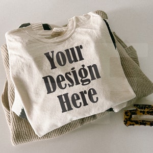 Comfort Colors C1717 Ivory Mockup - Spring summer Mockup - Lifestyle Oversized Shirt Mockup - Trendy y2k Aesthetic Mock