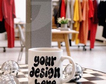 White Ceramic Mug Mockup - Lifestyle Coffee Mug Mockup - Trendy Aesthetic Mock