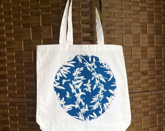 Canvas Tote, Tote Bag, Cyanotype Bag, Cyanotype Tote Bag, Canvas Purse, Gift Bag, Cyanotype, Nature Lover, Botanical Tote,