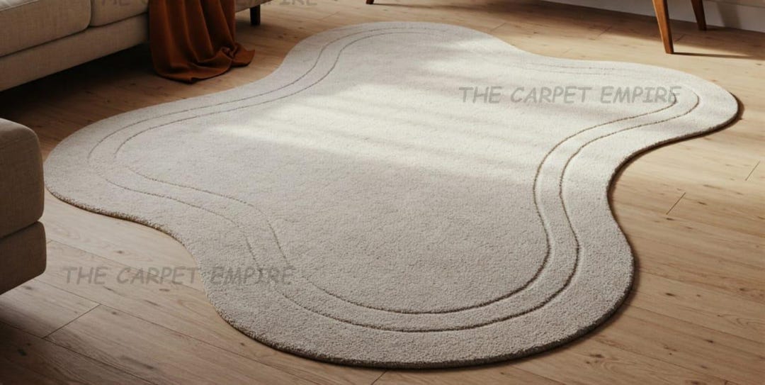 Undulating Small Rugs Hand Tufted Irregular Shape Soft Sand High Low Wool Area Handmade Rug ...